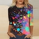 thumbnail image 4 of Xuyuer Mardi Gras Three Quarter Sleeves Shirts for Women Funny Mask Graphic Tee Carnival Round Neck Shirt New Orleans Party Round Neck Tops, 4 of 6