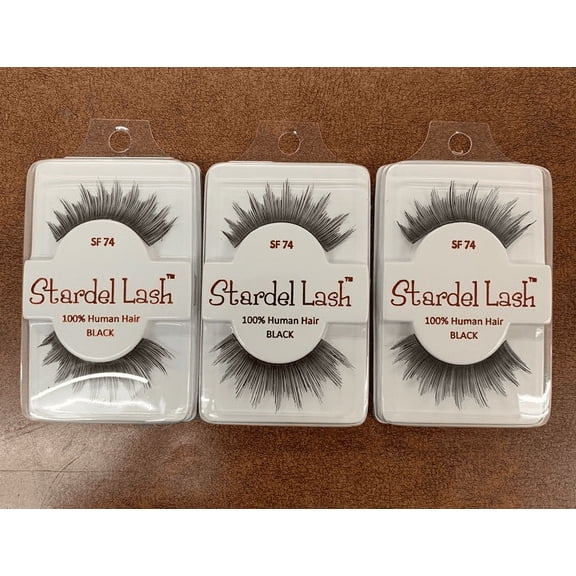 Stardel Lash 100% Human Hair Eyelashes Black - SF 74(pack of 3)