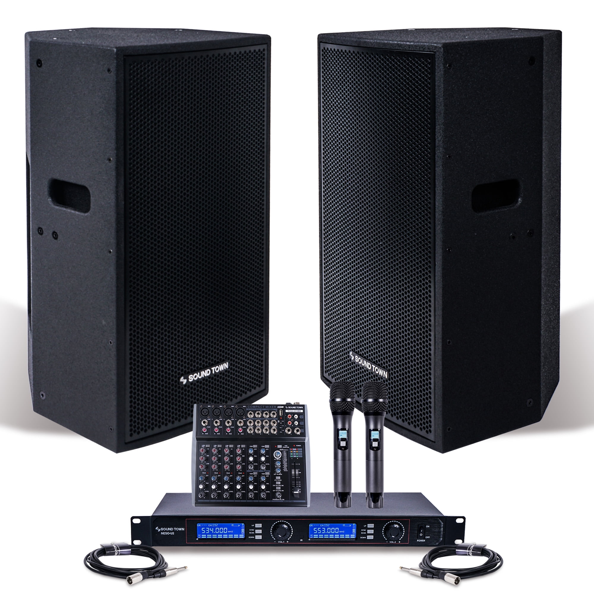 Sound Town Professional PA System With 15 Powered PA Speakers 200 