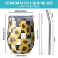 thumbnail image 5 of 12oz Stemless Wine Tumblers Black White Checker Sunflower Pattern Vacuum Insulated Stainless Steel Travel Tumbler Cups Mug with Lid and Straw for Champaign,Cocktail,Beer with Cleaning Brush, 5 of 5
