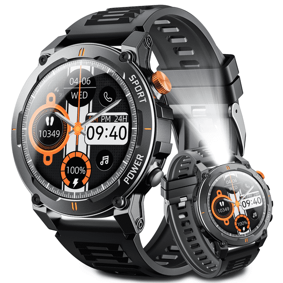 Smart Watch for Android and iPhone, IP68 Waterproof Smartwatch for Women Men 180  Sports Modes 1.52-inch Fitness Tracker, Smart Watch with Bluetooth Call(Answer/Make Calls), for Gift Black