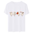 thumbnail image 4 of Cadeau de Saint-Valentin pour Femmes, T-shirt Décontracté à Manches Courtes et Col Rond avec Imprimé Arbre de Noël, 4 of 6
