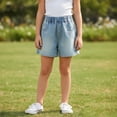 thumbnail image 5 of Girls Jeans Shorts Girls Elastic Waist Bow Embroidered Shorts Straight Leg Denim Shorts Girls Summer Shorts Clothes Girls 6-7 Years, 5 of 9