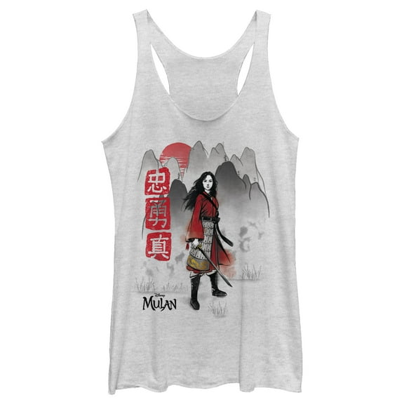 Women's Mulan Foggy Mountains Racerback Tank Top White Heather X Large