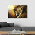 thumbnail image 2 of Lion of Judah Wall Art Canvas Black Jesus Canvas Wall Art Paintings Wall Decor for Living Room Christ Jesus Pictures Lion Poster Black and Gold Canvas Prints Office Pictures for Wall, 2 of 3