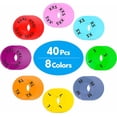 thumbnail image 2 of Juego de 40 separadores de armario redondos de plástico de colores en 8 colores (colores aleatorios), preimpresos en 8 tamaños XXS a XXXL., 2 of 5