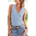 thumbnail image 4 of Womens Summer Casual V Neck Sleeveless Workout Tank Tops Sky Blue M, 4 of 9