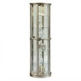 thumbnail image 4 of Lighted Hardwood Half Round 5 Shelf Curio Cabinet in Aged Silver Finish, 4 of 5
