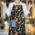 thumbnail image 6 of Colorful Dinosaurs Eggs Pattern Apron-Garden Aprons for Women with Pockets-Cotton Linen Waterproof Kitchen Cooking Gardening Aprons Adjustable for Kitchen,Cooking,BBQ and Salon 33x27 Inch, 6 of 7
