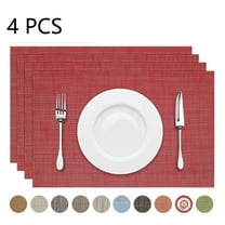 Howarmer Placemats, Woven Crossweave Placemat for Dining Table, PVC, Vinyl Kitchen Mat, Set of 4, 12 x 18 Inches, Red