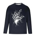 thumbnail image 5 of ZOYOEN Mens Halloween Ghost T Shirts- Casual Crewneck Long Sleeve Celebrate Cool Clothes Navy Size XL, 5 of 5