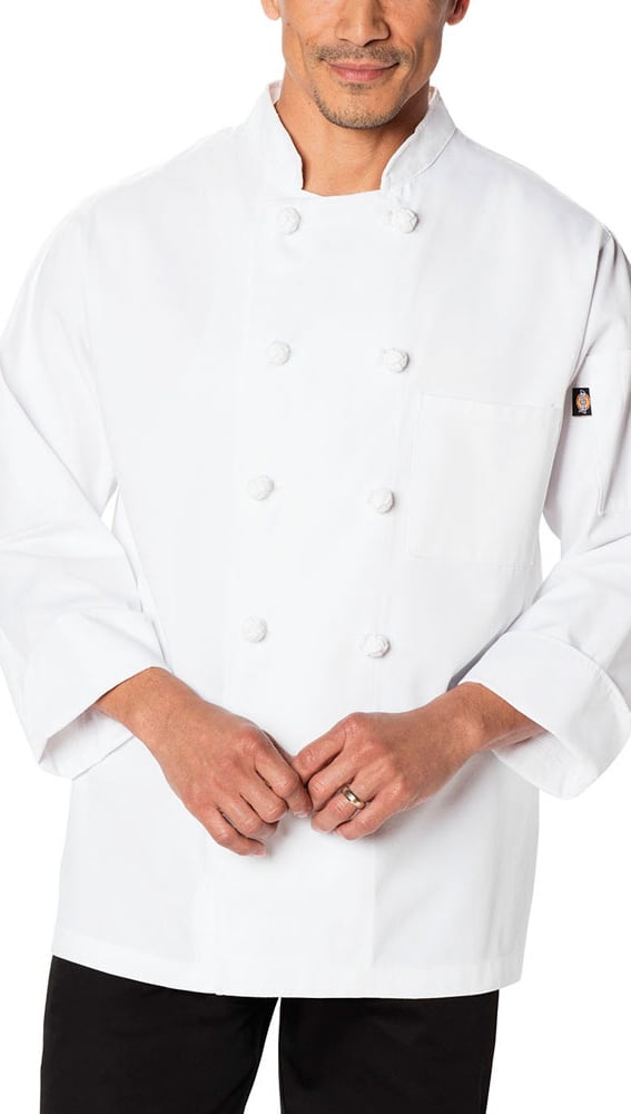 Dickies Chef Coat Mens Long Sleeve Knot Button Chef Jacket White or Black 