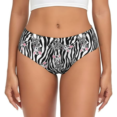 Womens Underwear - cute zebra cartoon funny print No Show Seamless Underwear for Women  Soft Stretch Womens Panties  Hipster Ladies Panties Bikini Underwear Briefs