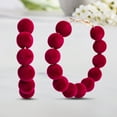 thumbnail image 3 of Lesa Michele Burgundy Red Velvet Ball Hoop Alloy Earrings for Women, 3 of 5