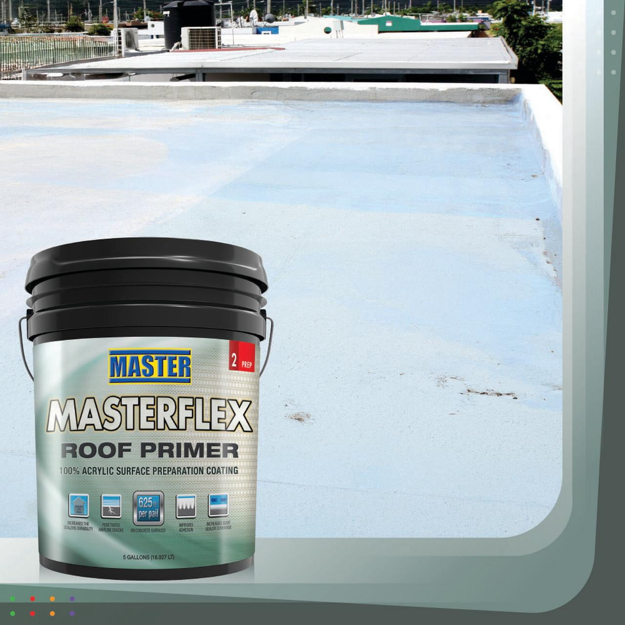 Masterflex Roof Primer 100% Acrylic Surface Preparation Coating Light Blue, 5 Gallon