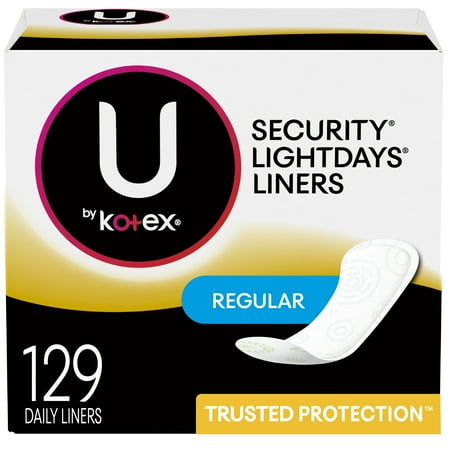 U by Kotex Lightdays Panty Liners, Regular, Unscented, 129 (Best Panty Liners For Pregnancy Discharge)