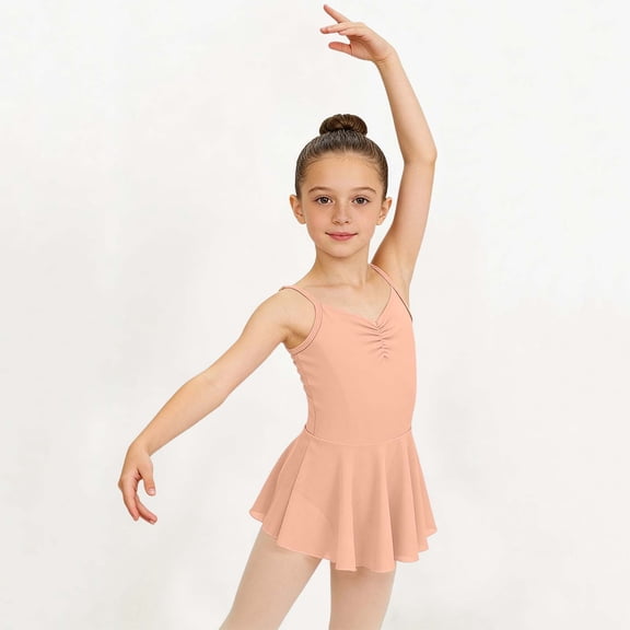 WPPGONE Girls Ballet Dance Dress Camisole Spaghetti Strap Leotard with Skirt Chiffon Tutu Gymnastics Bodysuit Toddler Kids Professional Ballerina Outfits Summer Dance Dresses