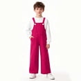 thumbnail image 5 of XIMIN Girls' Wide Leg Overalls - Casual Button Strap Bib Overalls Cute Sleeveless Jumpsuits with Pockets for Kids Teens (Hot Pink, 13-14 Years), 5 of 9