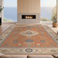 thumbnail image 2 of Design&I 2'x3' Washable Throw Rug Blue Terracotta Floral Medallion Design Elegant Botanical Motif with Ornate Borders for Hallway, Laundry Room, Low Profile Daily Traffic Ready Accent, 2 of 7