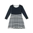 thumbnail image 5 of Abcomgle Long Sleeve Dress for Girls Casual A-Line Fall Girls T-Shirt Dresses Striped Colorblock Crew Neck Girls Skater Dress Summer Swing Dresses for 4-14t Kids 9-10 Years,Dark Gray, 5 of 5