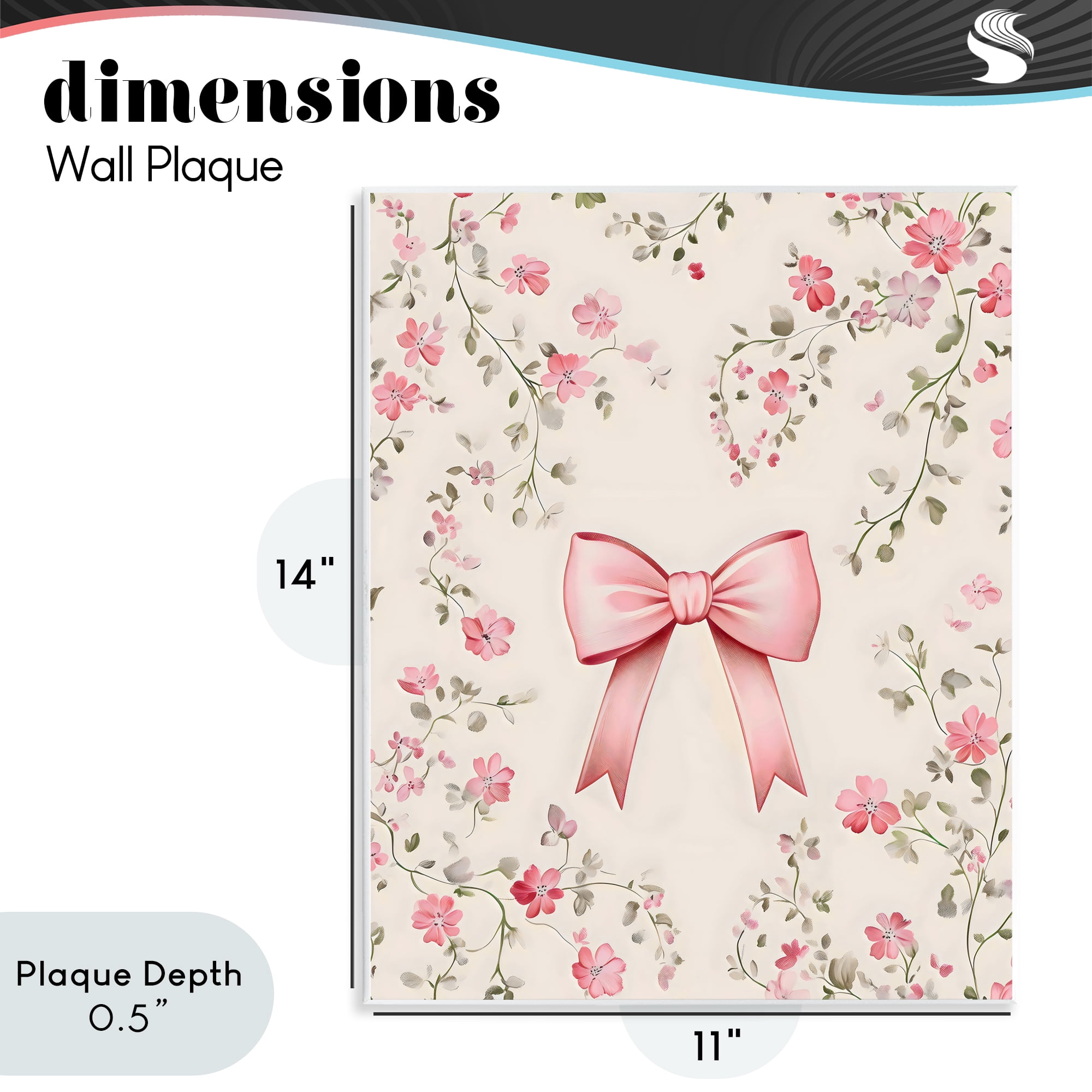 Stupell Industries Girly Ribbon Bow Wall Plaque Art, design by Arlington Prints