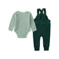 thumbnail image 2 of WESIDOM Newborn Baby Boy Clothes Stripe Bodysuit Outfits Long Sleeve Romper Overall Pants 0-24M 2Pcs, 2 of 10