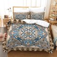 thumbnail image 1 of LAICAIW Boho Chic Floral Quilt Cover, Colorful Boho Striped Bedding Set, 3-Piece, Queen, 1 of 7