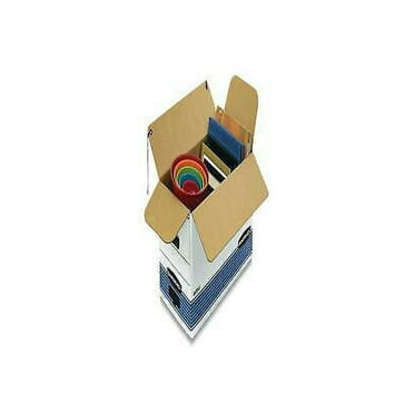 1PK FEL00025 STOR/FILE Medium-Duty Strength Storage Boxes, Letter/Legal Files, 12.25" x 16" x 11", White/Blue, 12/Carton