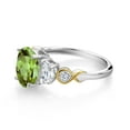 thumbnail image 3 of Gem Stone King 925 Silver and 10K Yellow Gold 3-Stone Ring Oval Green Peridot and Moissanite (2.60 Cttw, Size 6), 3 of 3