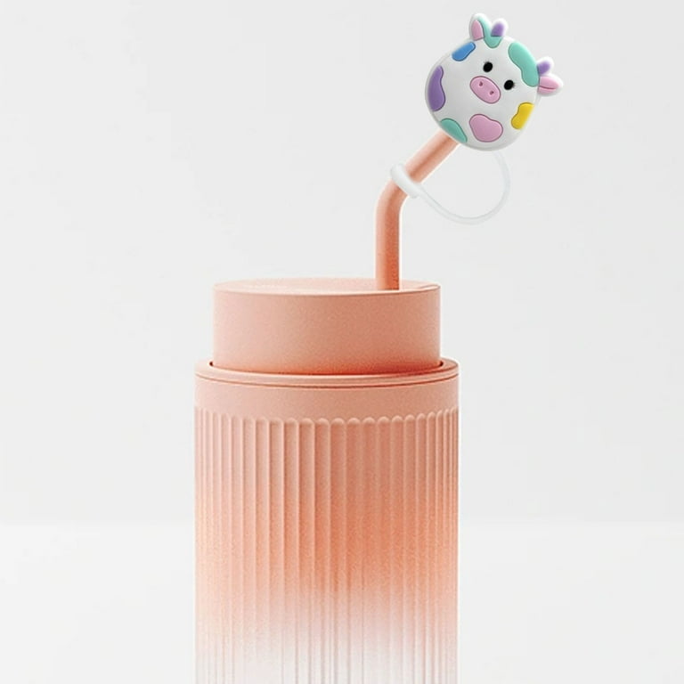 7 Pcs Cow Straw Cover Silicone Straw Covers Cap for Tumblers Reusable Straws Cute Straw Tips Cover