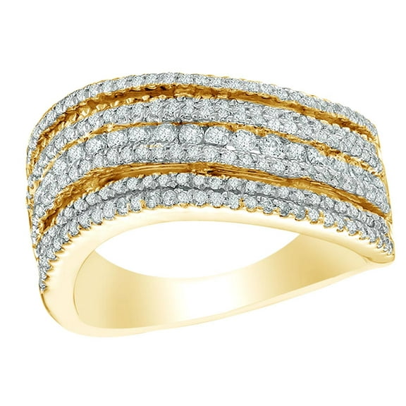 AFFY White Natural Diamond Multi Row Ring in 10k Yellow Gold (1 cttw)