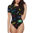 thumbnail image 1 of Balery Gamepads Body de cuello redondo de manga corta para mujer Tops de manga corta Tops básicos-Small, 1 of 7