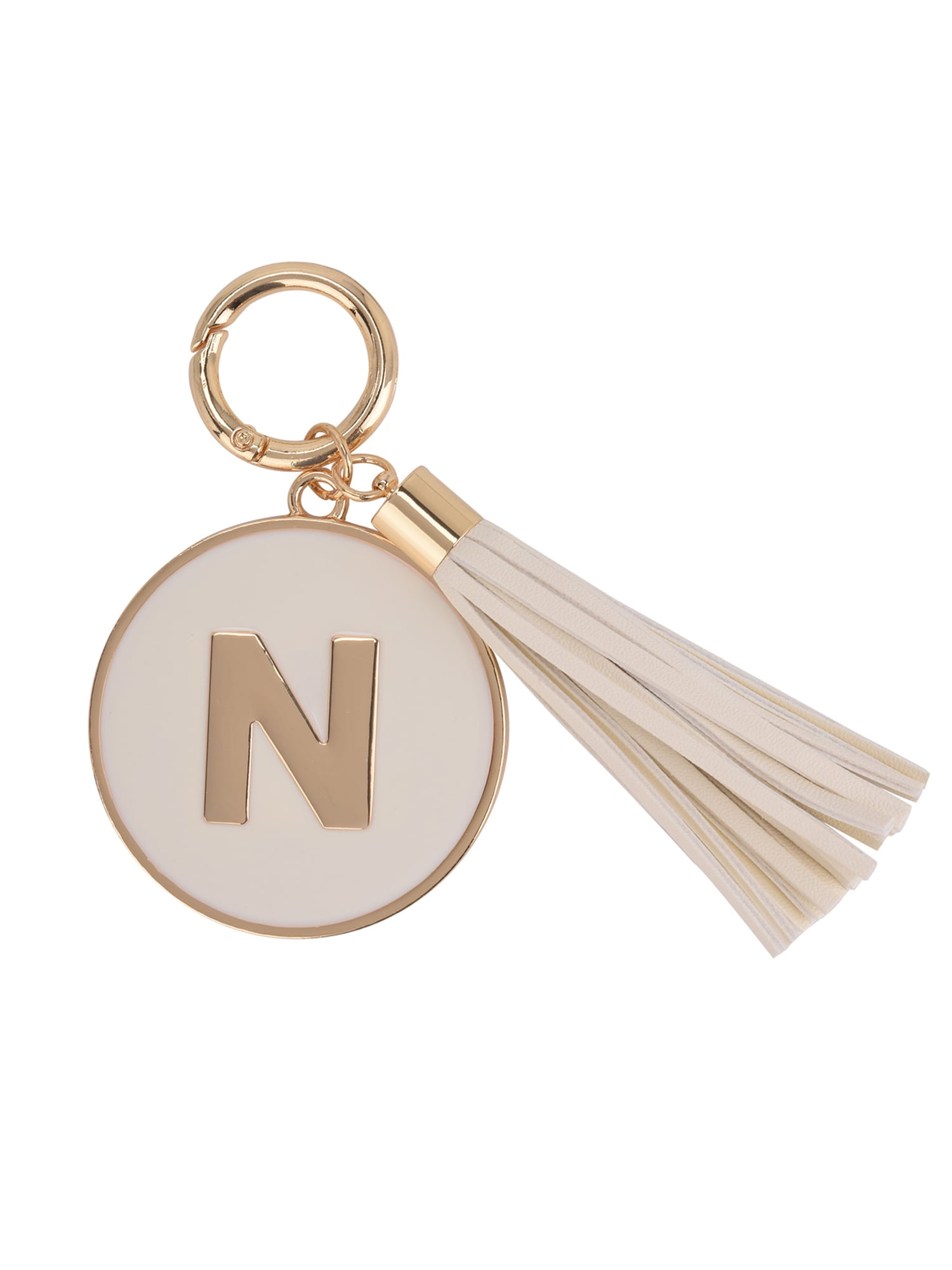 Time and Tru Gold/White "N" Initial Bag Charm, Adult Women's