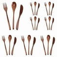 thumbnail image 1 of Cuchara de Madera Tenedor Cuchillo Juego Cubiertos Utensilios para Cena Cocina (24 Piezas), 1 of 5