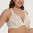 thumbnail image 2 of MELENECA Women's Plus Size Racerback Unlined Lace Underwire Front Closure Bra Off White 38B, 2 of 6
