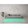 thumbnail image 3 of Ahgly Company Machine Washable Indoor Rectangle Solid Turquoise Blue Modern Area Rugs, 6' x 9', 3 of 4