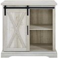 thumbnail image 5 of Pemberly Row 32" Farmhouse Sliding Barn Door Wood Accent Chest Home Coffee Station Buffet Storage Cabinet in White Oak, 5 of 5