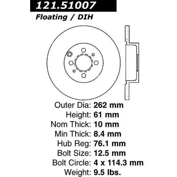 C-Tek Disc Brake Rotor 121.51007 Fits select: 1999-2005 HYUNDAI SONATA, 2001-2006 KIA OPTIMA