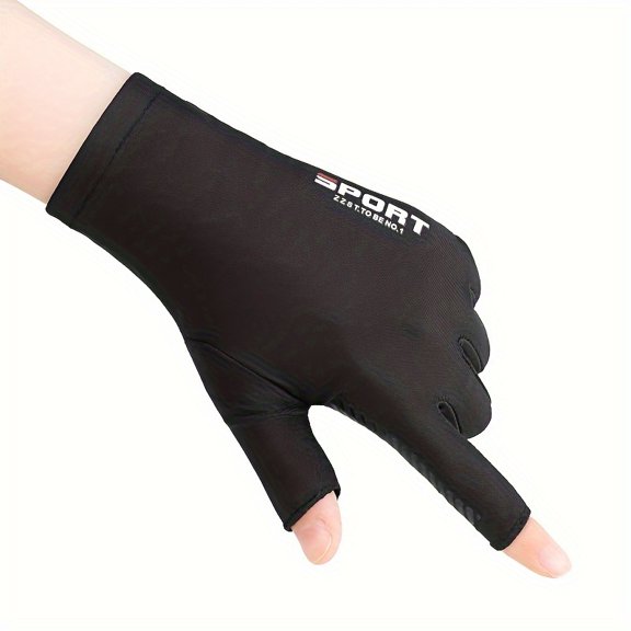 Two Fingers Exposed Ice Silk Gloves, Breathable Non-Slip Cycling Driving Outdoor Gloves for Men Women