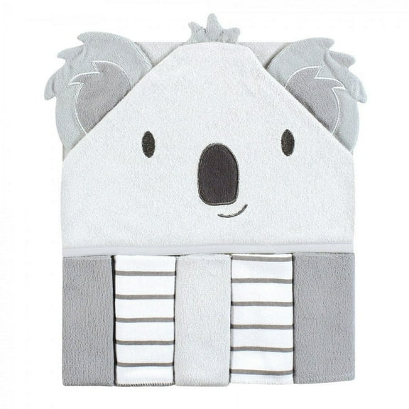 Hudson Baby Unisex Baby Hooded Towel and Five Washcloths, Koalas, One Size