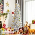 thumbnail image 2 of Costway 7ft Unlit Artificial Slim Christmas Pencil Tree w/ Metal Stand White, 2 of 10