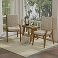 thumbnail image 2 of Jordan Manufacturing 44" x 21" Rustique Barley Beige Damask Rectangular Outdoor Chair Cushion with Ties (2 Pack), 2 of 10