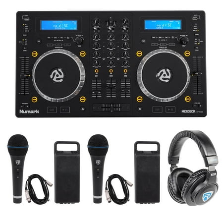 Numark Mixdeck Express DJ Mixer/Controller, Dual CD+USB Playback+Headphones+Mics