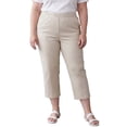 thumbnail image 3 of (3 pack) Turtle Bay New York Women's Elastic Waist Pull On Stretch Twill Capri with side pockets (Plus Sizes), 3 of 11