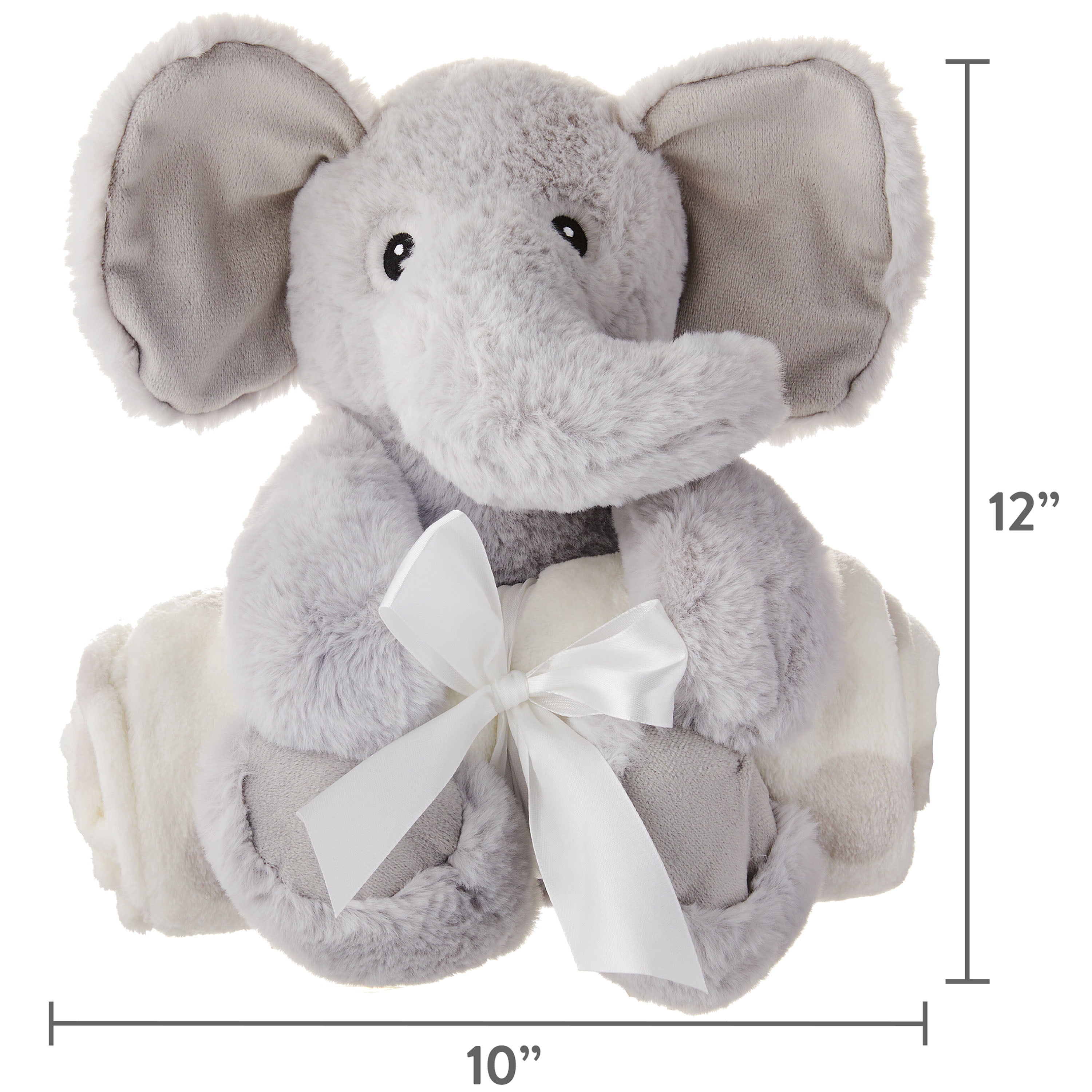 Parent's Choice Baby & Toddler White & Gray Dots Blanket and Plush Elephant Toy Set for Baby, Unisex