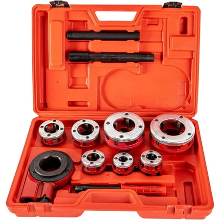 

ZAWAYINE Handheld Pipe Threader Ratchet Kit W/5 Stock Dies Set Portable Manual Ratcheting BSPT Pipe Threading Tool Set Portable Pipe Die Set 3/8 1/2 3/4 1 1-1/4