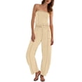 thumbnail image 4 of gakvbuo Summer Jumpsuits Womens Casual Strapless Overalls Playsuit Suspender Trousers Off The Shoulder Rompers Sleeveless Outfits With Pockets, 4 of 9