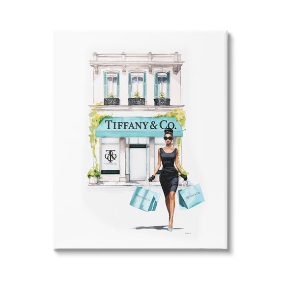 Stupell Industries Fashion Storefront Shopping Town & City Painting Gallery Wrapped Canvas Art Print Wall Art, 16 x 20