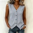 thumbnail image 2 of GUACER Gingham Plaid Vest for Women Sleeveless Button Down V Neck Blouse with Pocket Casual Summer Tank Tops, 2 of 8