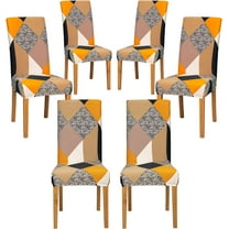 4,6,8 Pack Floral Dining Chair Covers, Spandex Dining Room Chair Covers Set of 6, Wrinkle Resistant Parson Chair Protector, Printed Chair Covers for Dining Room Set of 4,6,8, Geometric 2